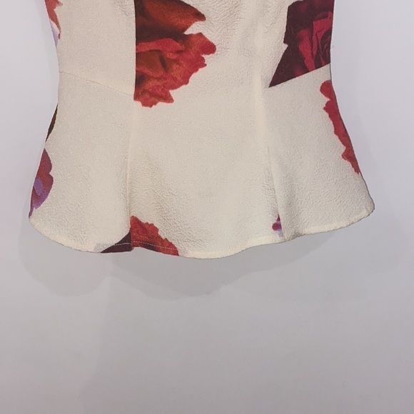 Guess floral peplum blouse cape sleeves rose print mesh V neck Size XS - Picture 4 of 10